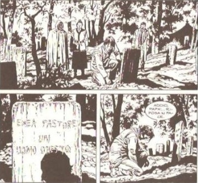 L'addio di Ugo a suo padre L'addio di Ugo a suo padre<br>Vignette di Barbati e Ramella, pag.47<br><i>(c) 2012 Sergio Bonelli editore</i>